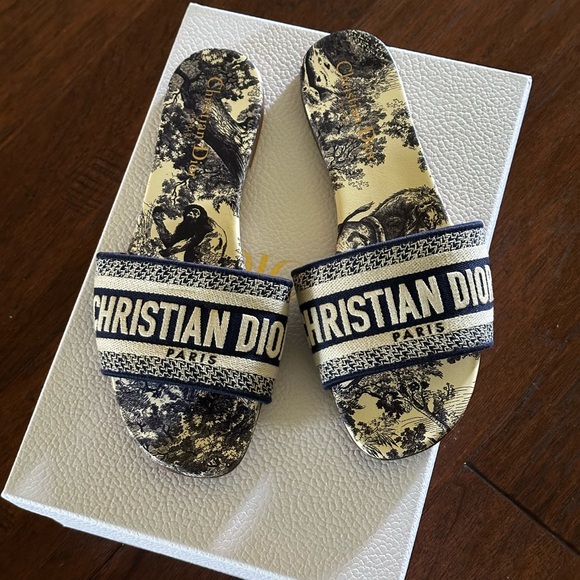 Dior Cream and Black Sandals - Picture 1 of 7